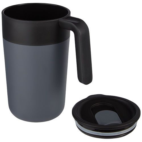 PF100731-4Nordia 400 ml doppelwandiger Becher aus Recyclingmaterial_ grau