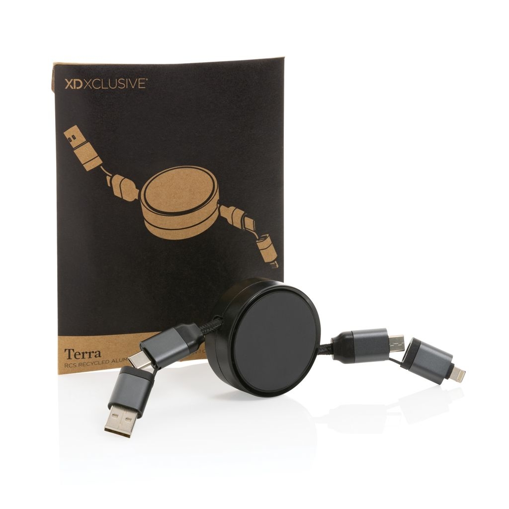 XDP302_75-2Terra aufrollbares 6-in-1 60W-Kabel aus RCS recyc. Aluminium_ grau