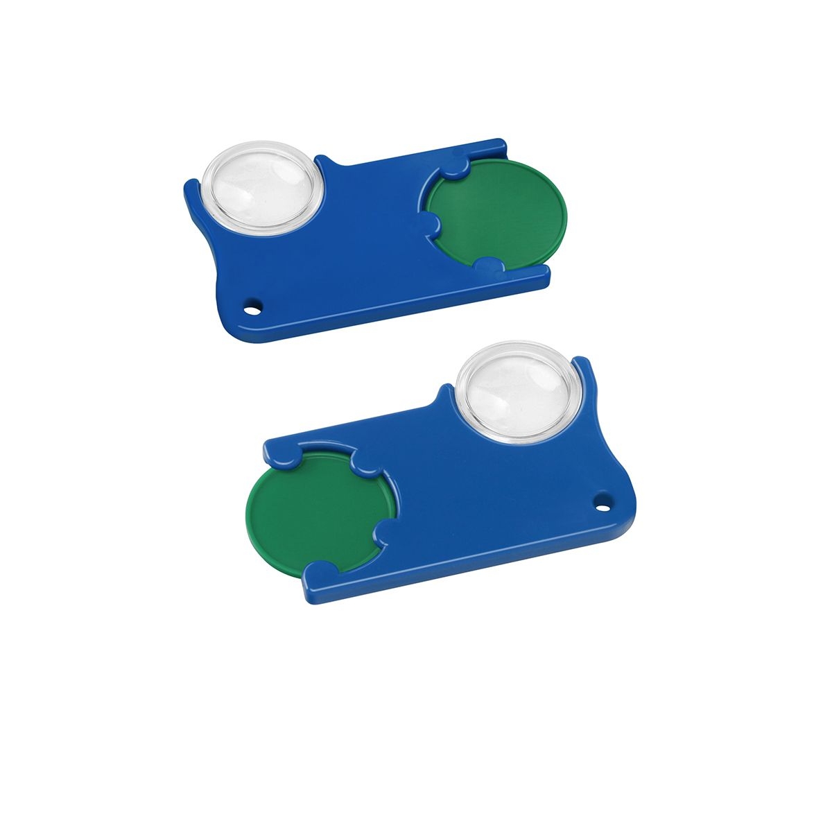 HE8286-2-3Chiphalter mit 1€-Chip und Lupe_ gruen_ blau