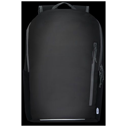PF130043-1Aqua wasserabweisender 15_ Laptop-Rucksack aus GRS Recyclingmaterial 21 L_ schwarz