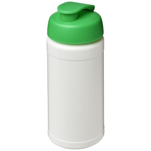PF210461-9Baseline 500 ml recycelte Sportflasche mit Klappdeckel _ weiss_gruen