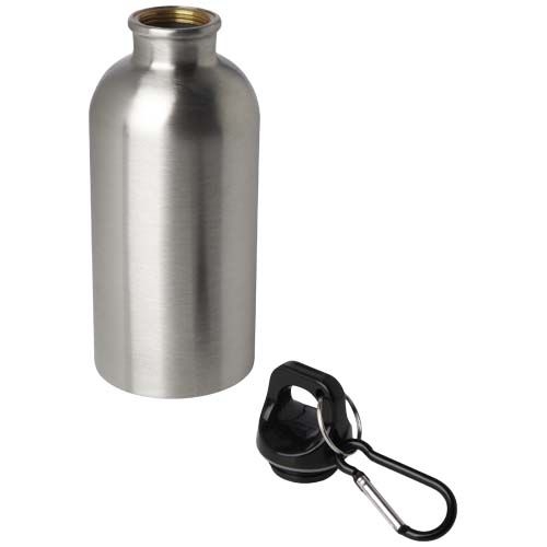 PF100860-11Oregon 400 ml RCS-zertifizierte_ einwandige Trinkflasche aus Edelstahl mit Karabinerhaken_ silber