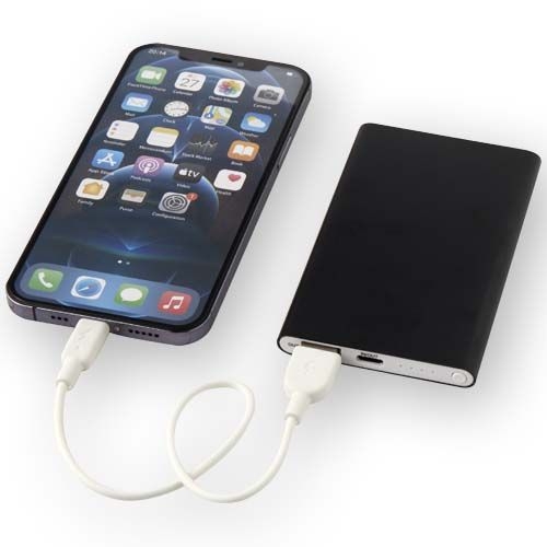 PF124380-5Pep 4000 mAh Type-C Powerbank aus recyceltem Aluminium _ schwarz