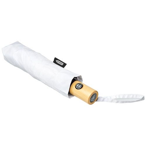 PF109143-2Bo 21_ Vollautomatik Kompaktregenschirm aus recyceltem PET-Kunststoff_ weiss