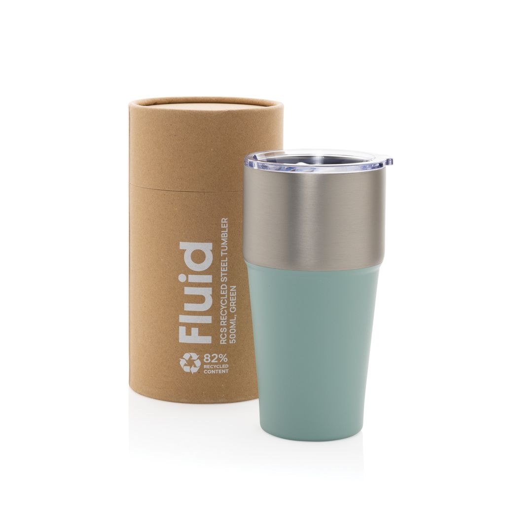 XDP437.13-17Fluid Becher aus RCS-zertifiziert recyceltem Stahl_ 500ml_ gruen