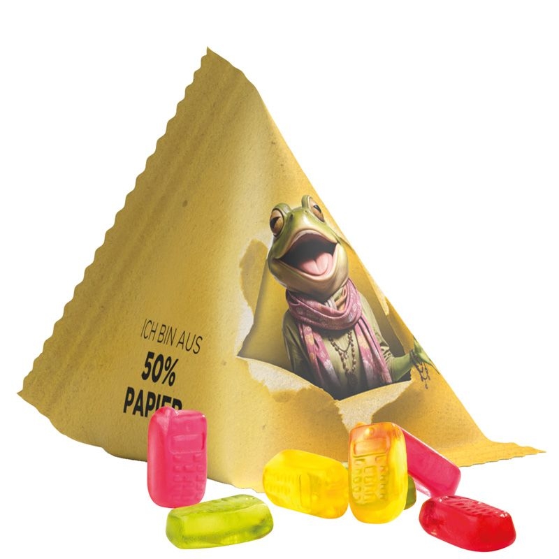 JG17063-3Tetraeder 15g_ Fruchtgummi Standardformen_ Handy_ weisse Folie