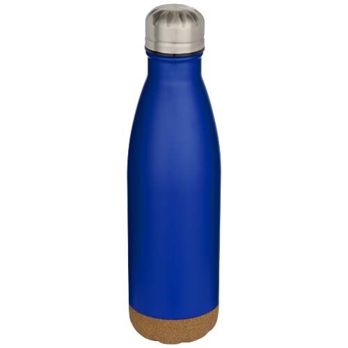 PF100892-2Cove 500 ml doppelwandige_ vakuumisolierte Trinkflasche aus Edelstahl mit Korkdetails_ royalblau