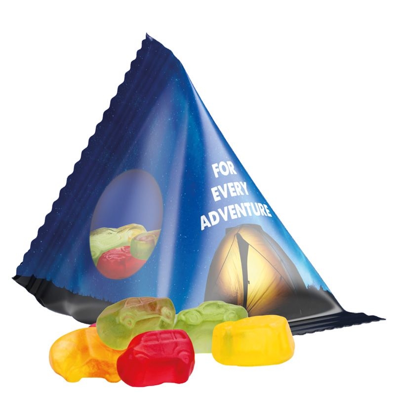 JG10063-10Tetraeder 15g_ Fruchtgummi Standardformen_ Automischung_ transparente Folie