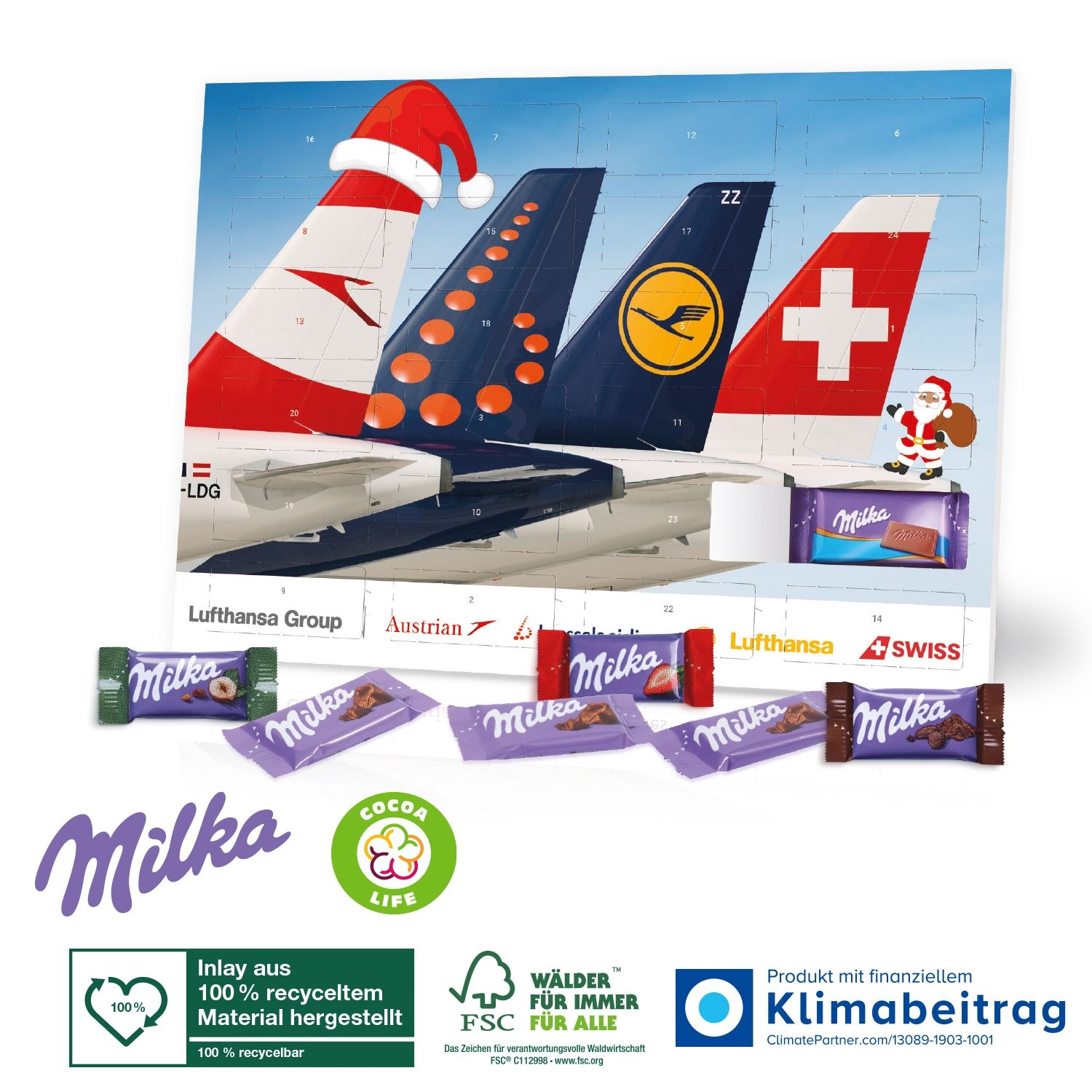CD95200-02Tisch-Adventskalender mit Milka Schokolade Mix_ Individuelles Motiv