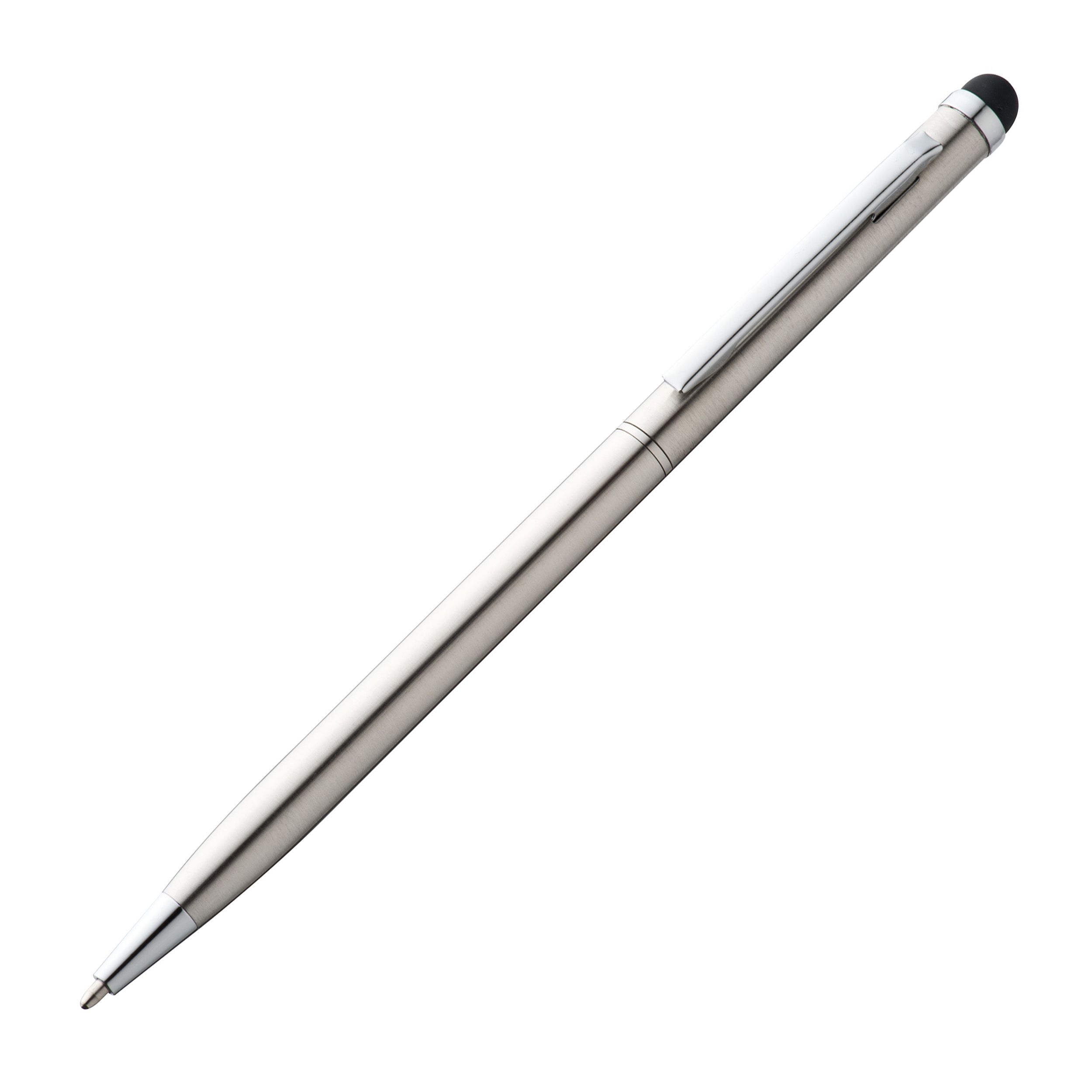 Kugelschreiber aus Edelstahl mit Touchfunktion, silbergrau