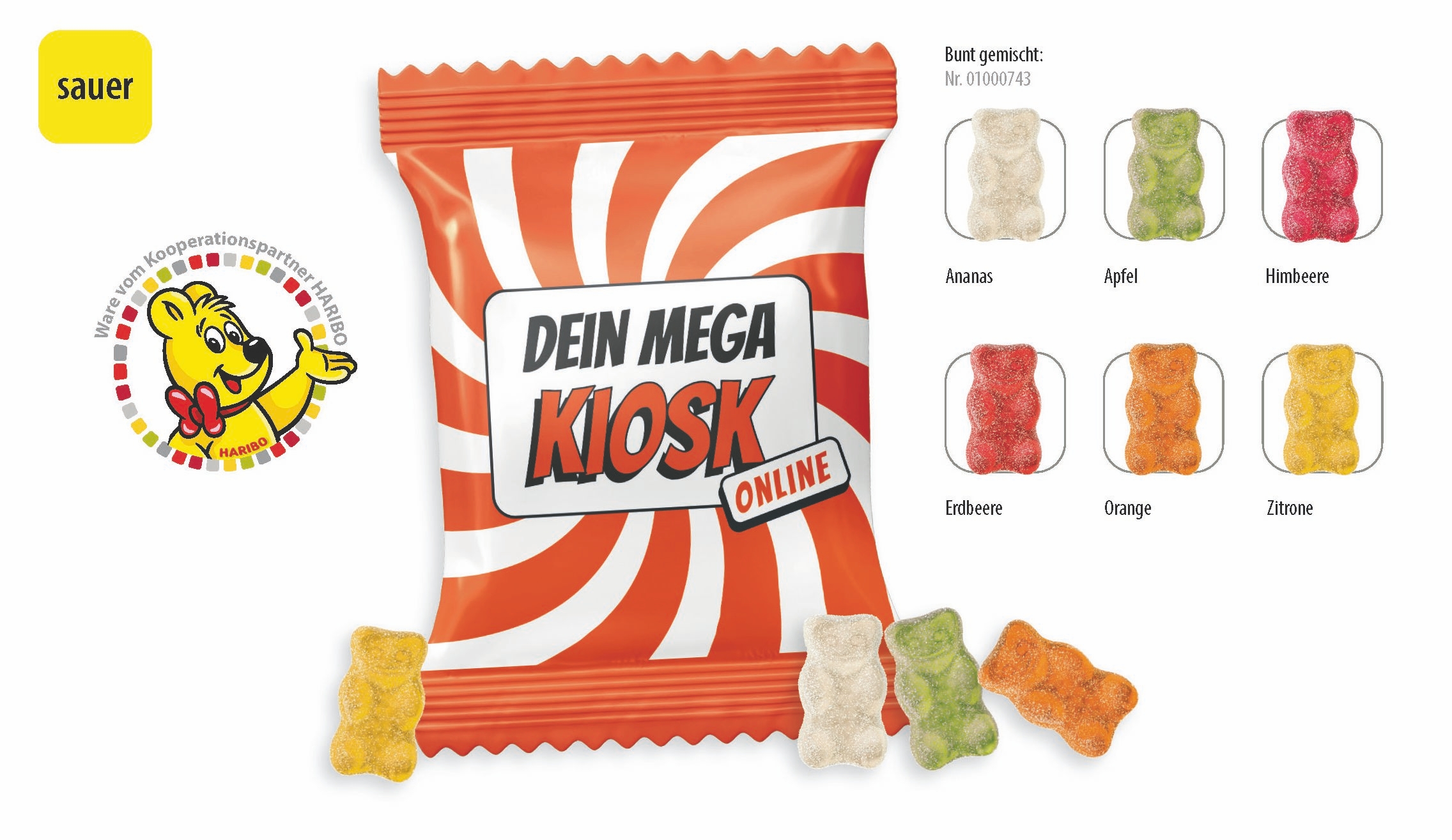 SW0743-2HARIBO Goldbaeren Die Sauren Werbetuete_HARIBO Goldbaeren Die Sauren_ transparente Folie