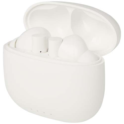 PF124482-1Alterf True Wireless Bluetooth® Headset aus recyceltem Kunststoff mit Silikon-Ohrstoepseln_ weiss