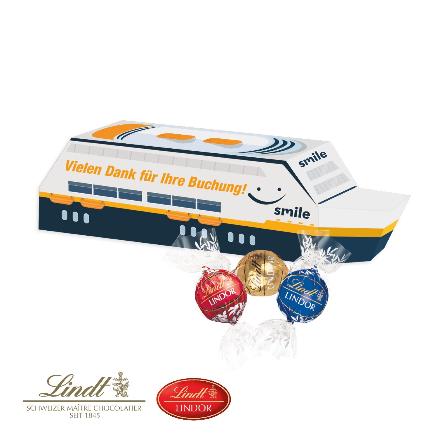 CD917283D Praesent Schiff mit Lindt Lindor Pralinés