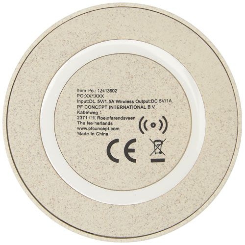 PF124136-1Naka kabelloses 5W Ladepad aus Weizenstroh_ beige