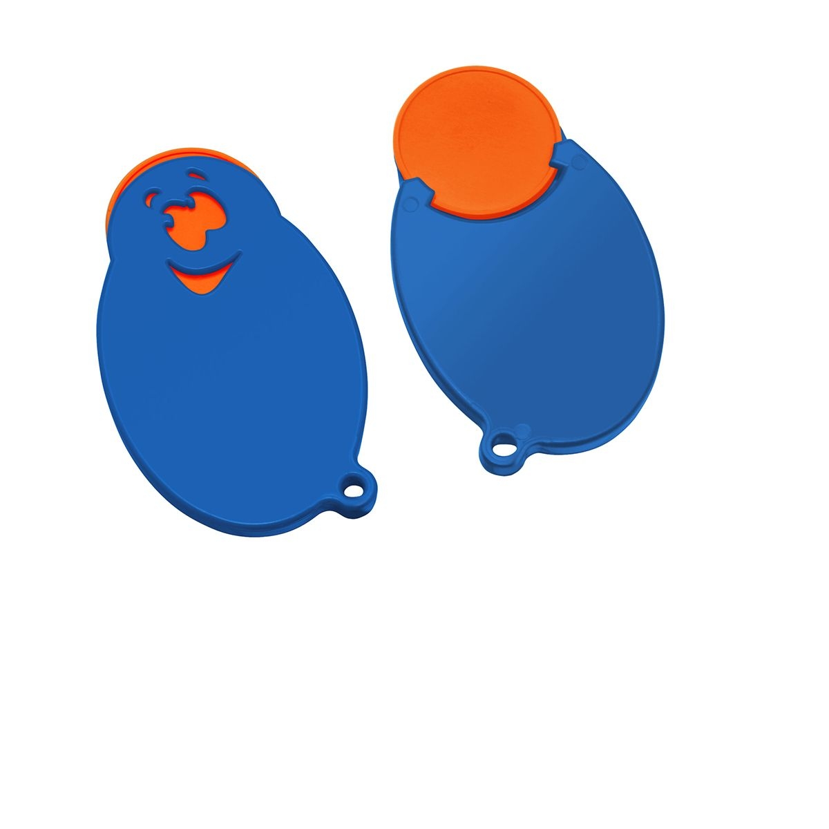 HE7855-5-3Chiphalter mit 1€-Chip _Gesicht_ orange_ blau