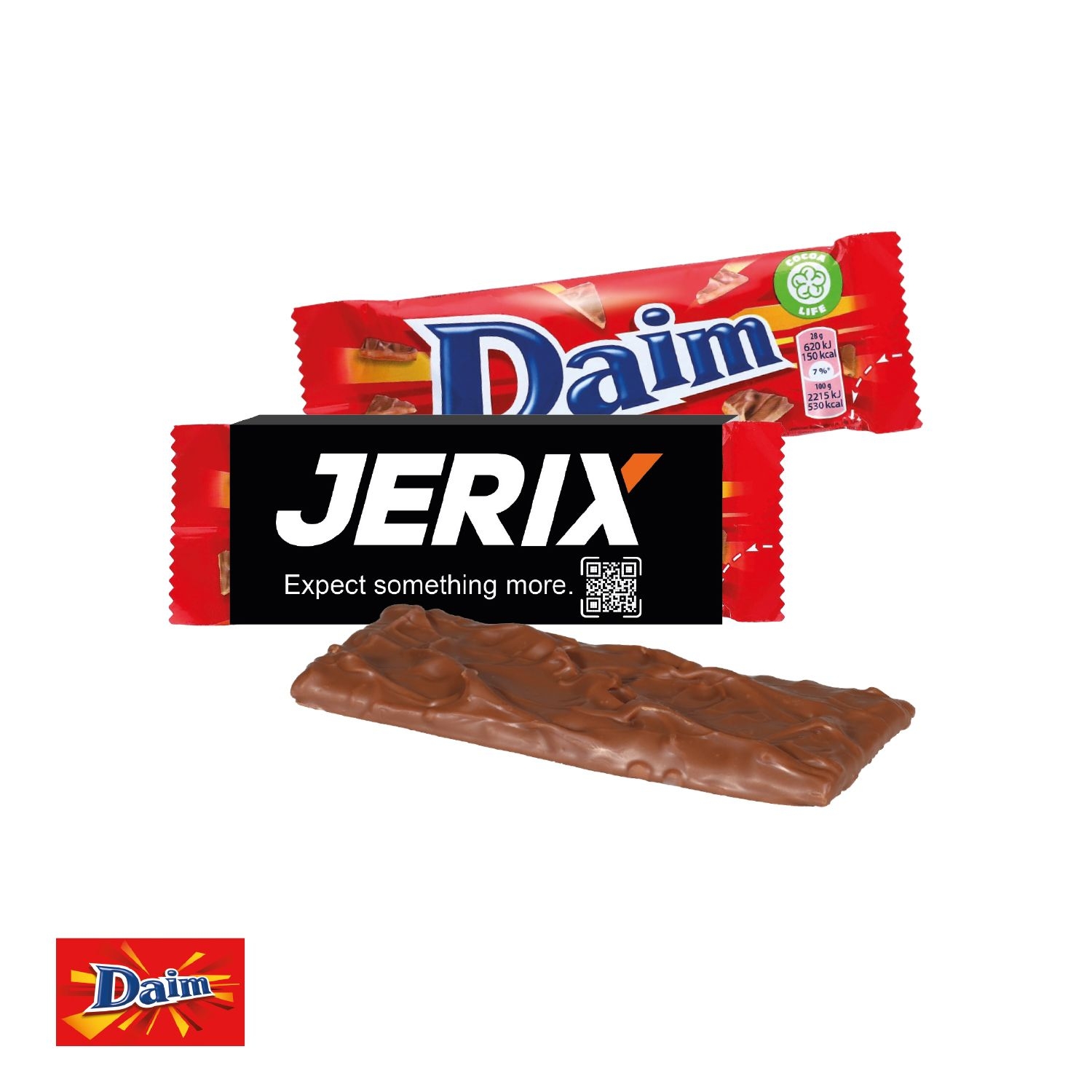 CD91586Daim Riegel mit Werbebanderole