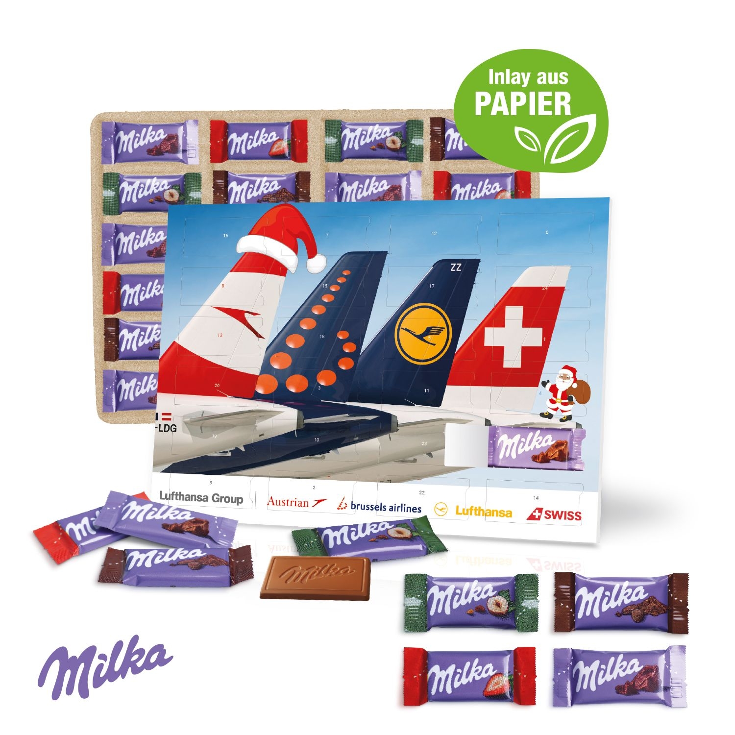 CD55359Tisch-Adventskalender mit Milka Schokolade_ Inlay aus Papier