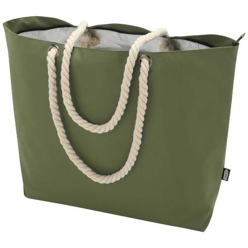 PF130079-4Panama Strandkuehltasche mit Kordelgriffen aus recyceltem GRS-Material_ 23L_ olive