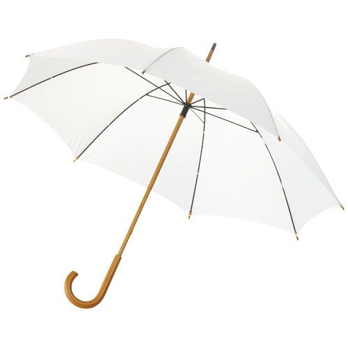PF109068-1Jova 23_ Regenschirm mit Holzstange und -griff_ weiss
