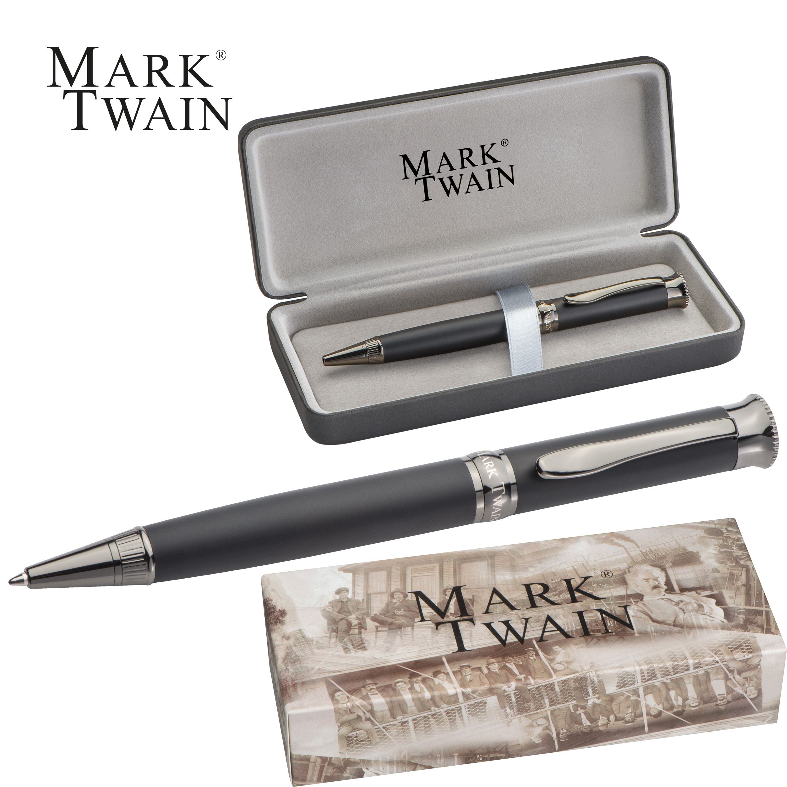 MA10612-03Mark Twain Kugelschreiber aus Metall FELICJA_ schwarz