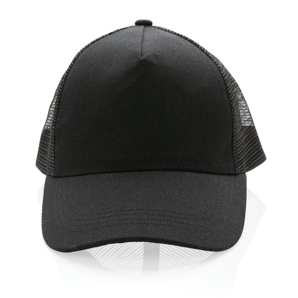XDP453.35-1Impact AWARE™ 190gr Brushed rCotton 5 Panel Trucker-Cap_ schwarz
