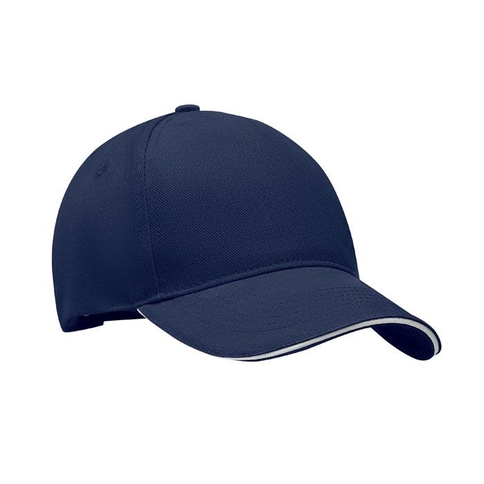 MO6875-55Long Beach Singa Baseball cap 5 panels 260g_m²_ blau_weiss
