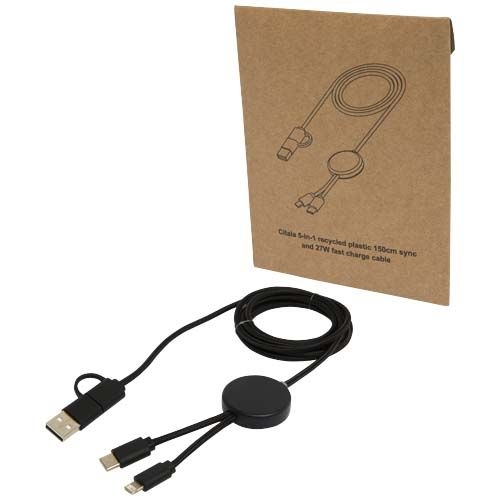PF124428-2Citala 150 cm 5-in-1 Kabel aus recyceltem Kunststoff fuer Datenuebertragung und 27W Schnellladung_ sch