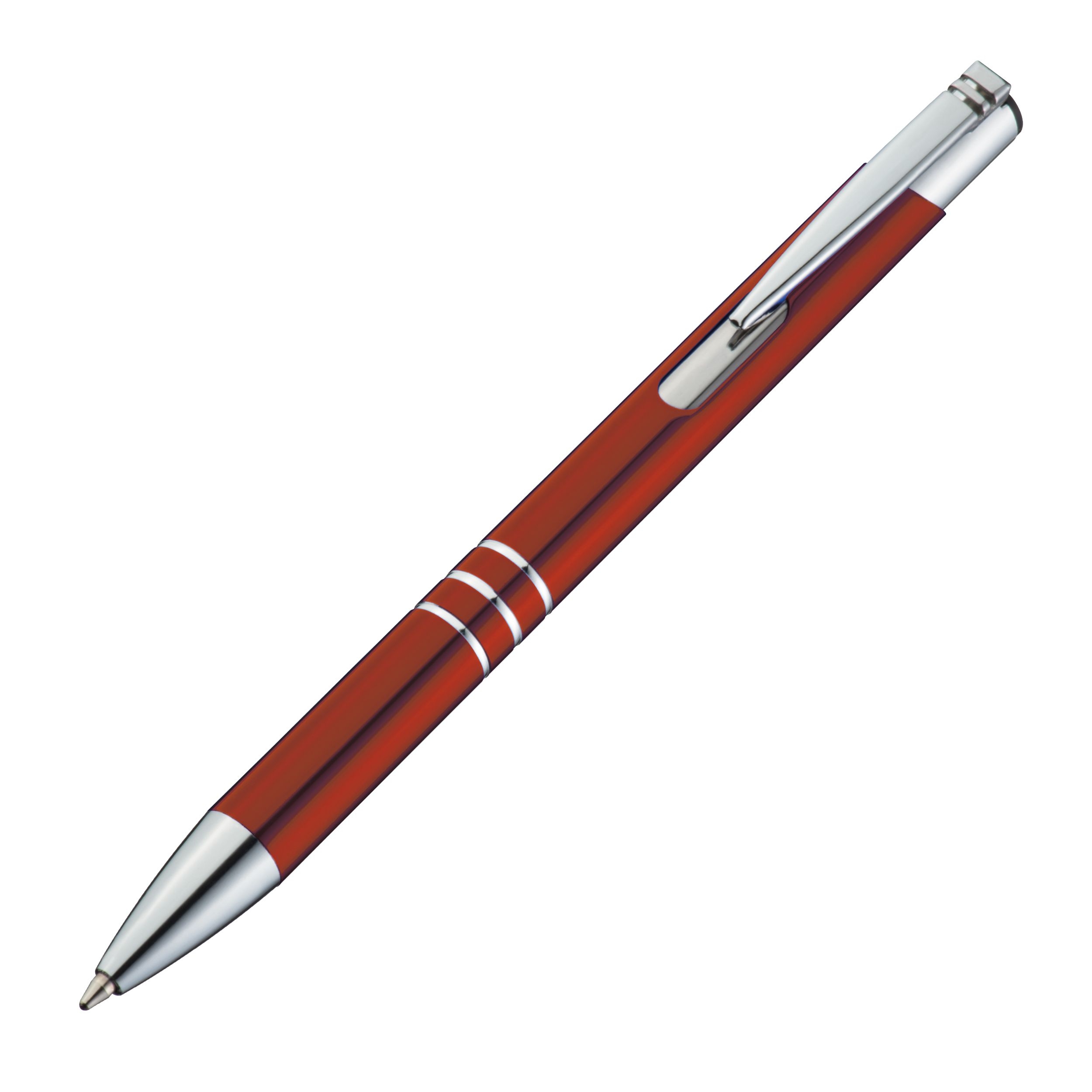 MA13339-02Kugelschreiber aus Metall mit 3 Zierringen_ burgund