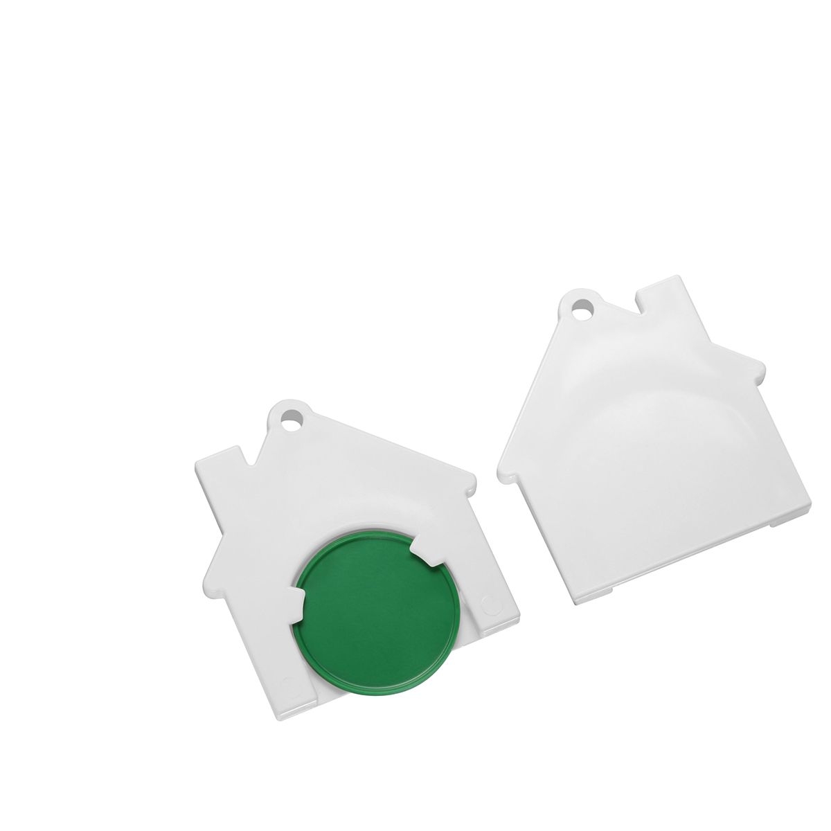 HE7516-2-0Chiphalter mit 1€-Chip _Haus_ gruen_ weiss