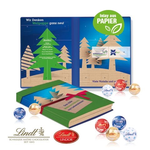 CD55368Adventskalender Weihnachtsbuch mit Lindt Minis
