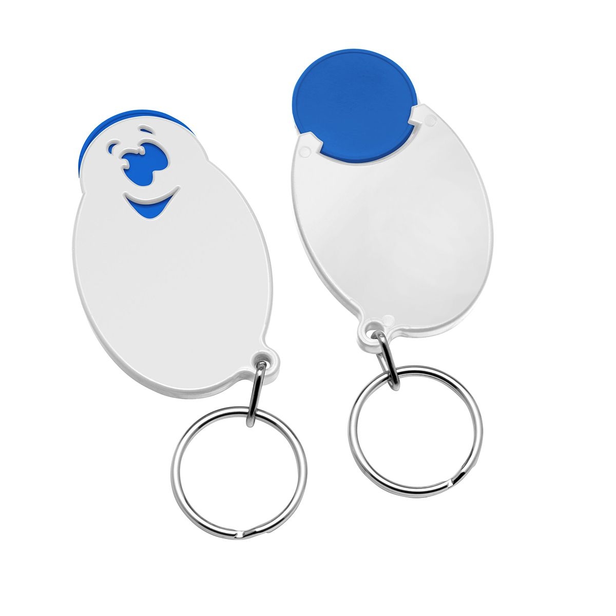 HE7855R-3-0Chiphalter mit 1€-Chip _Gesicht_ blau_ weiss