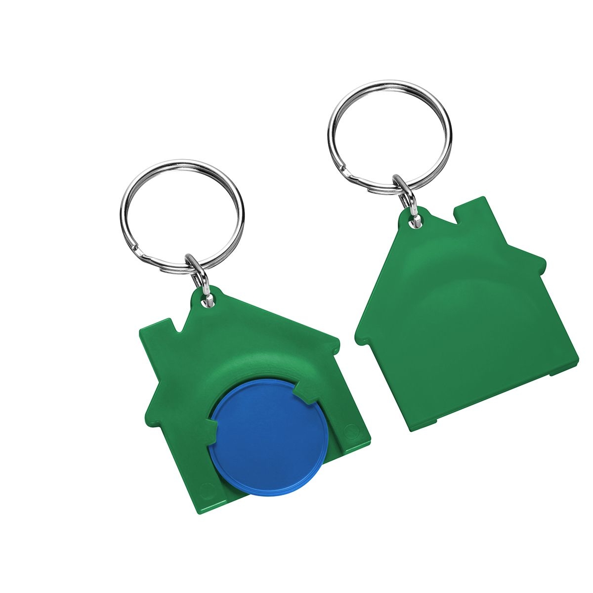 HE7516R-3-2Chiphalter mit 1€-Chip _Haus_ blau_ gruen HE7516R-3-2Chiphalter mit 1€-Chip _Haus_ blau_ gruen