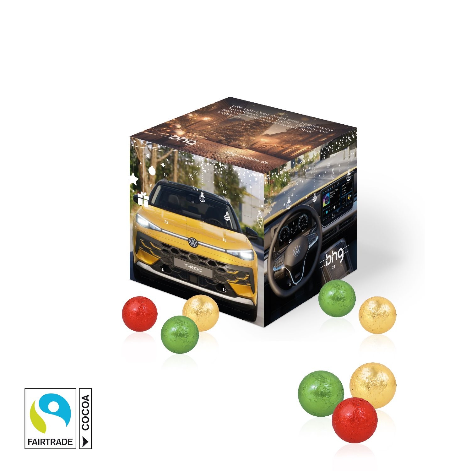 CD95188-02Adventskalender _Cube_ mit Fairtrade® Schokolade_ Individuelles Motiv