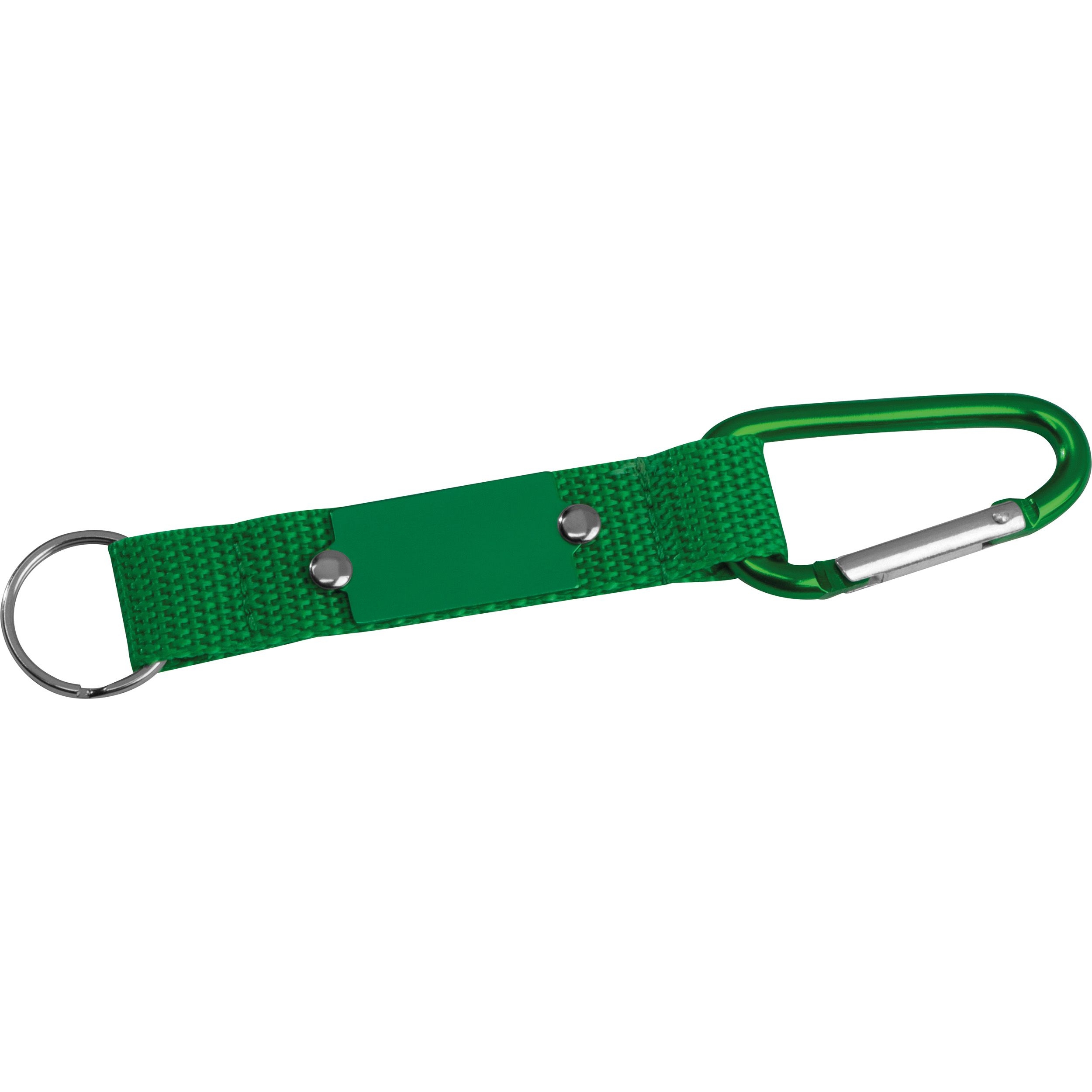 MA91168-09Schluesselanhaenger mit Karabiner und Plaettchen aus Metall_ gruen