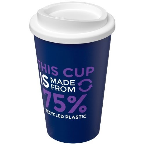 PF210422-27Americano® Eco 350 ml recycelter Becher_ blau_weiss