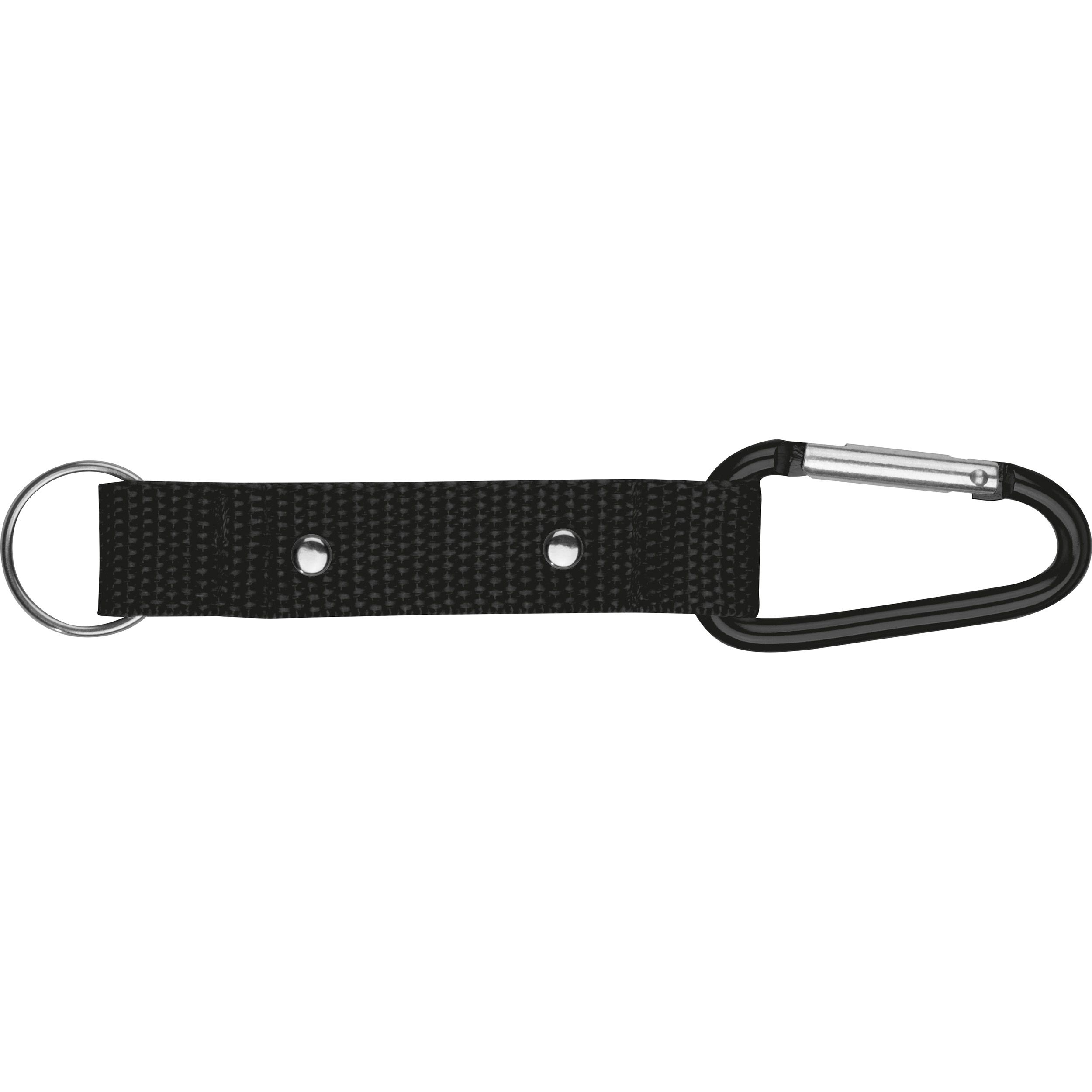 MA91168-03Schluesselanhaenger mit Karabiner und Plaettchen aus Metall_ schwarz