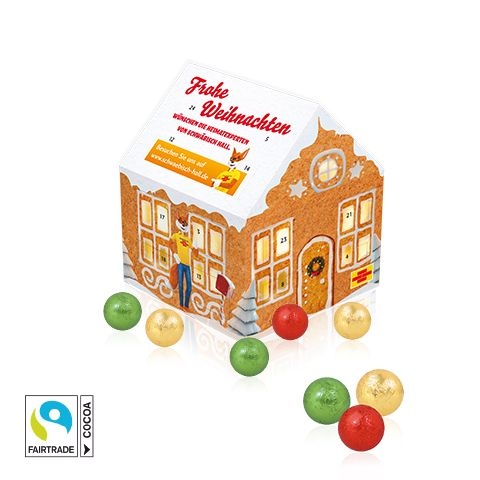 CD95186-02Adventskalender _Weihnachtshaus_ Classic mit Fairtrade® Schokolade_ Individuelles Motiv