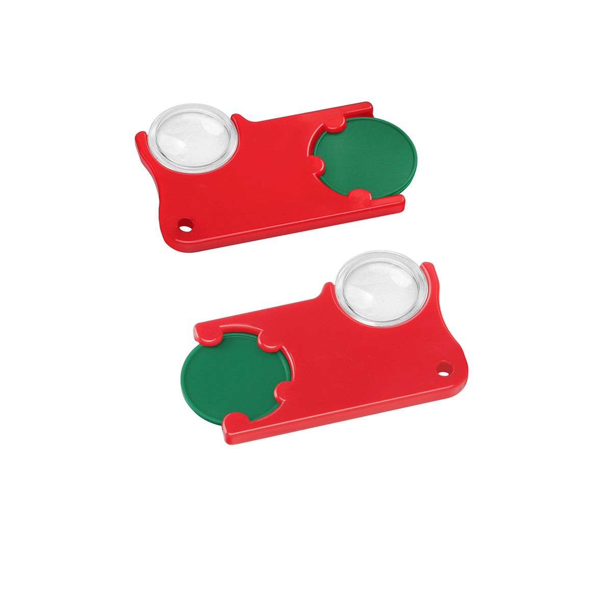 HE8286-2-1Chiphalter mit 1€-Chip und Lupe_ gruen_ rot
