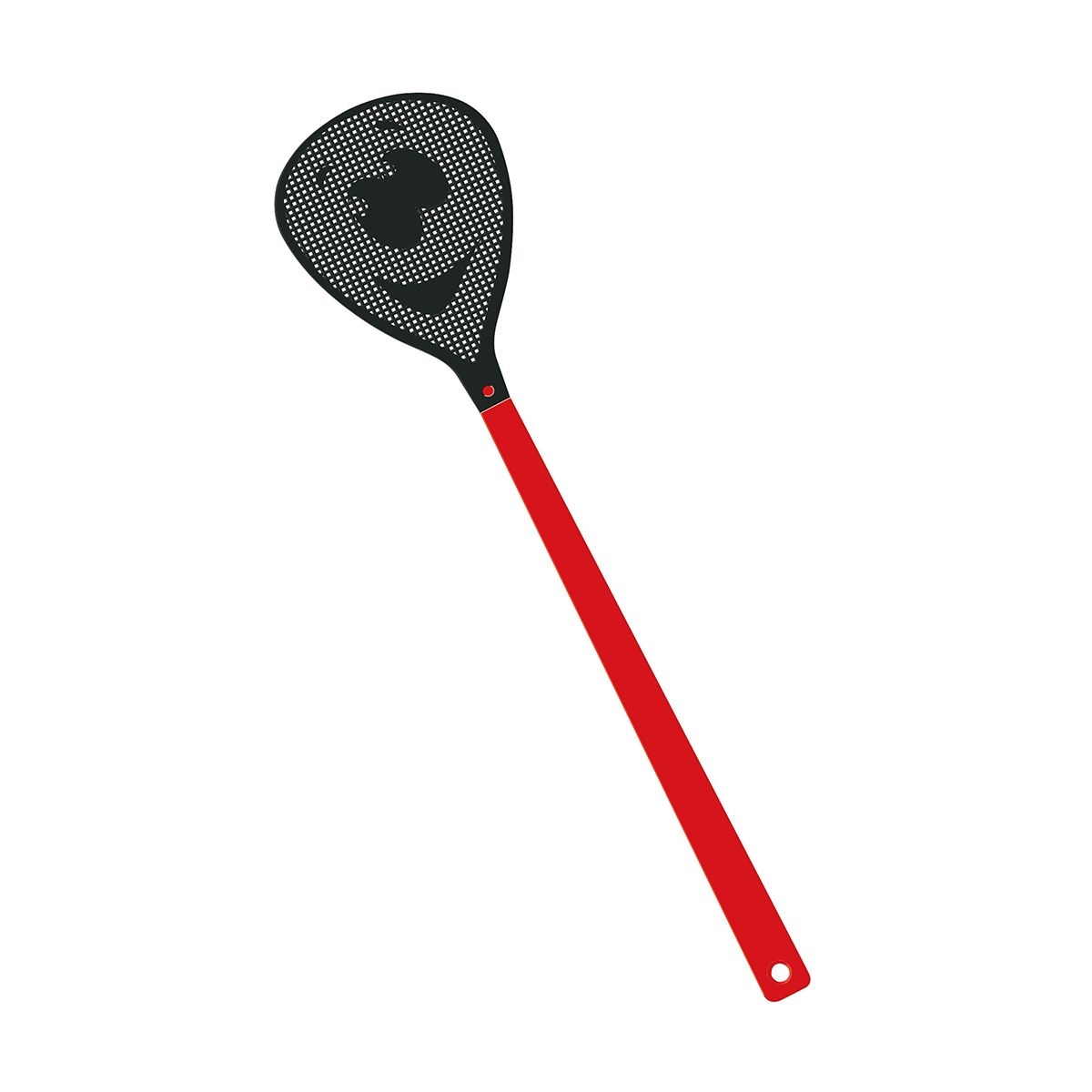HE7852-1-6Fliegenklatsche _Gesicht_ rot_ schwarz HE7852-1-6Fliegenklatsche _Gesicht_ rot_ schwarz