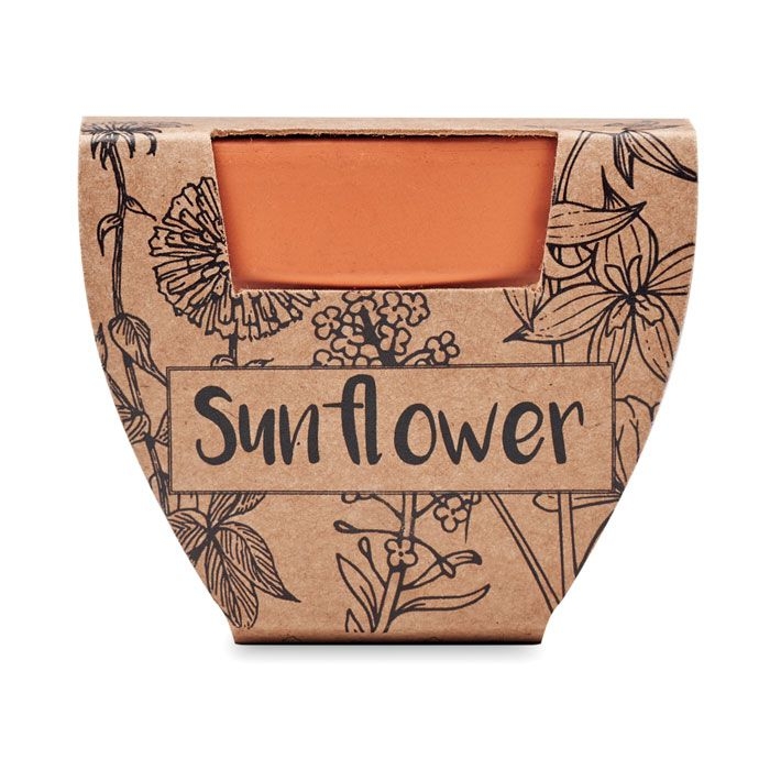 MO6147-40Sunflower Terracotta-Topf Sonnenblume_ holz