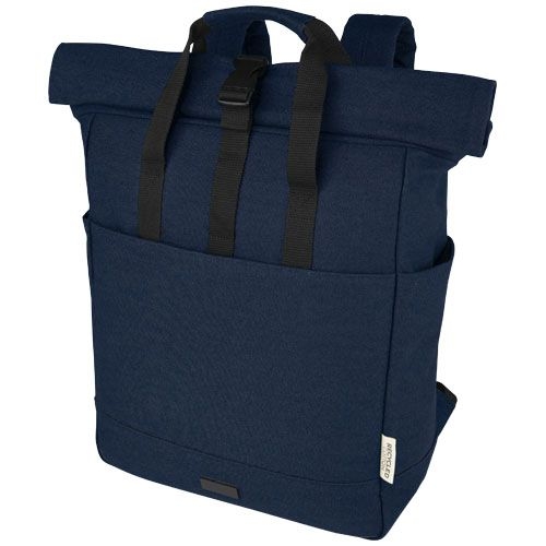 PF120678-1Joey 15_ GRS Rolltop Laptoprucksack aus recyceltem Canvas 15 L_ navy