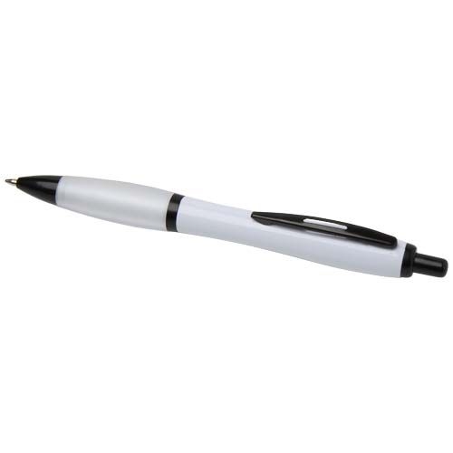 PF106296-1Nash Kugelschreiber aus recyceltem Kunststoff mit schwarzen Zierelementen _schwarze Mine_ weiss
