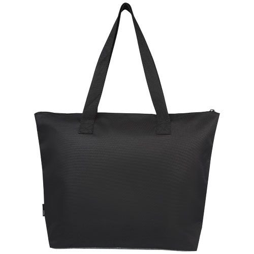 PF120657-1Reclaim GRS recycelte Tragetasche mit Reissverschluss 15 L_ schwarz_heather grau