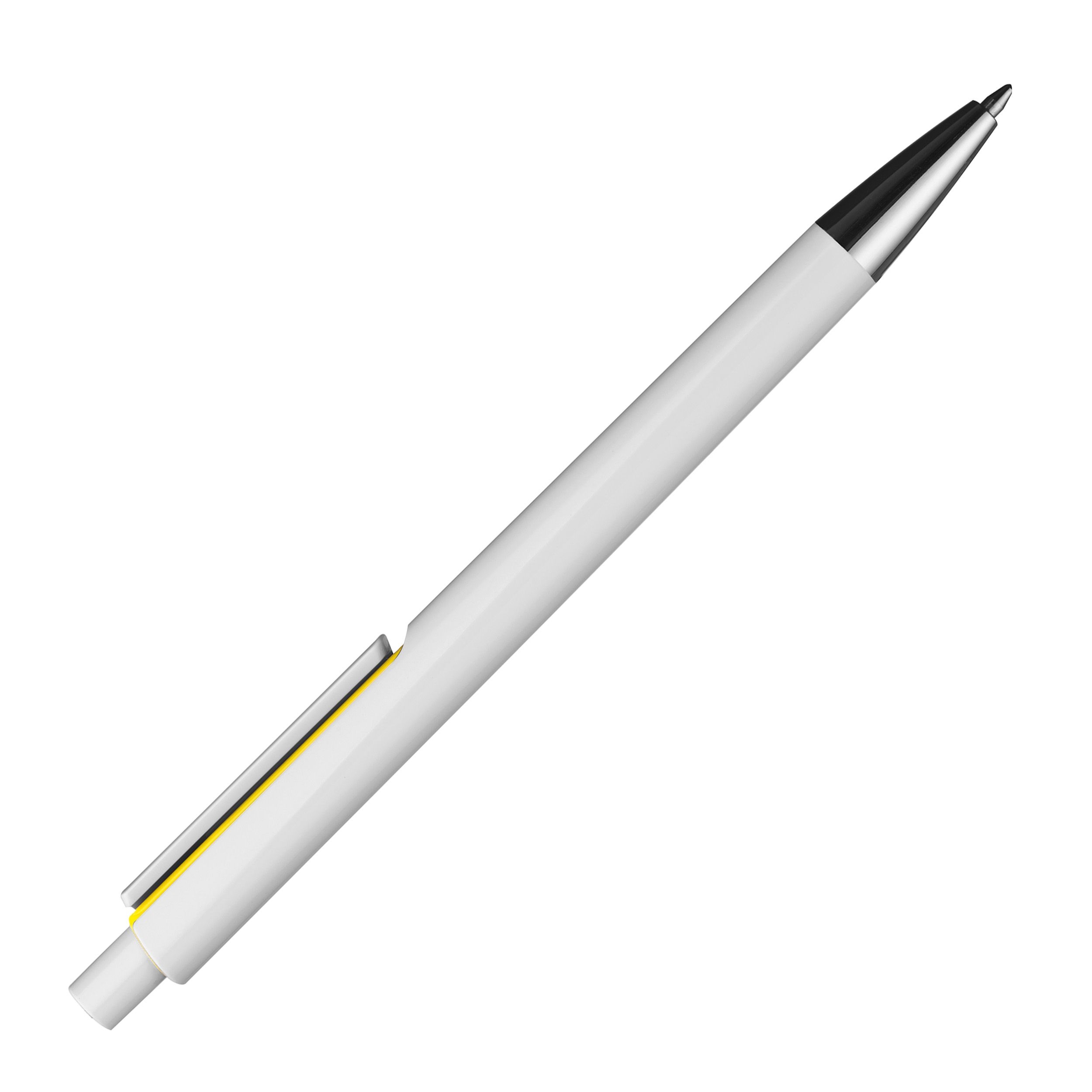 MA13537-08Weisser Kugelschreiber mit farbigen Applikationen _ gelb