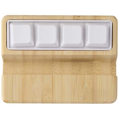 PF124466-1Algol Smartphonehalterung  aus recyceltem Kunststoff mit Fidget-Toy mit Bambusdetails_ holz