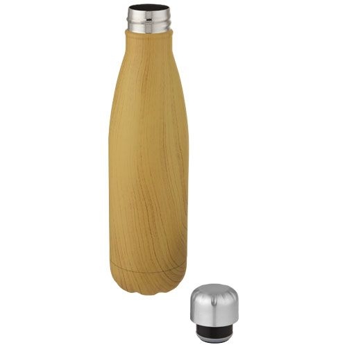 PF100683-1Cove 500 ml Kupfer-Vakuum Isolierflasche in Holzoptik_ heather natur