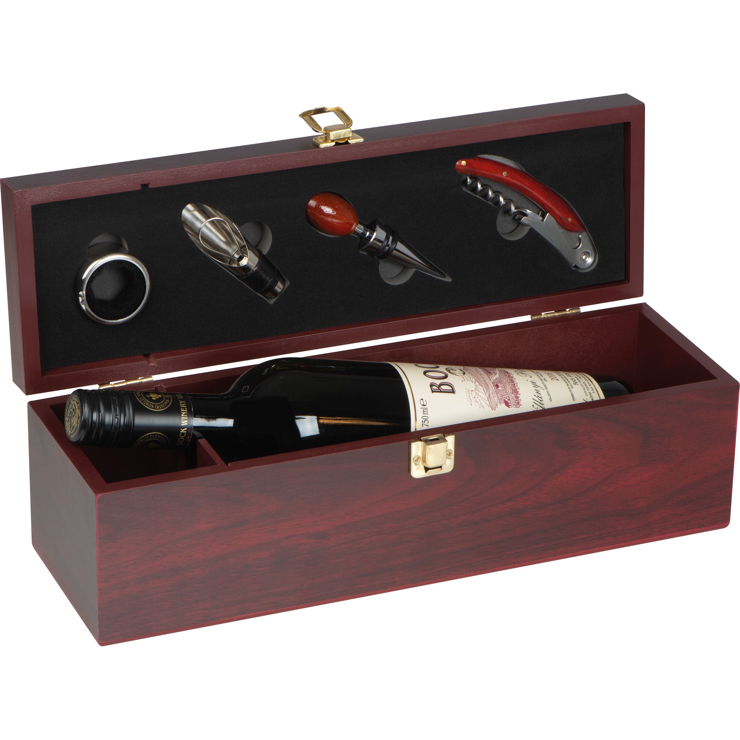 MA84007-01Weinbox aus Holz mit Kellnermesser fuer 1 Flasche_ braun