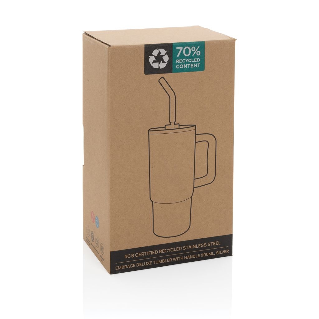 XDP437.30-02Embrace Deluxe Becher aus RCS recyceltem Edelstahl 900ml_ silber