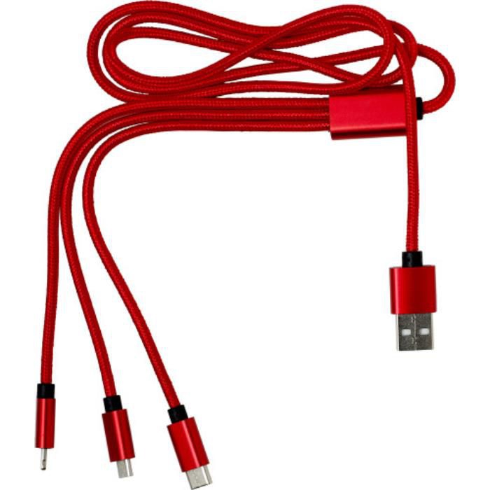 3-in-1 Ladekabel aus Nylon Felix, Rot