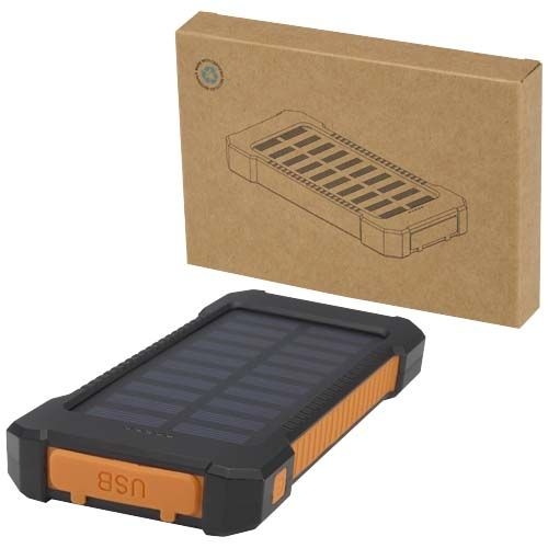 PF124471-1Altair 10 W 5000 mAh robuste Solar Powerbank aus recyceltem Kunststoff mit integrierter Taschenlampe
